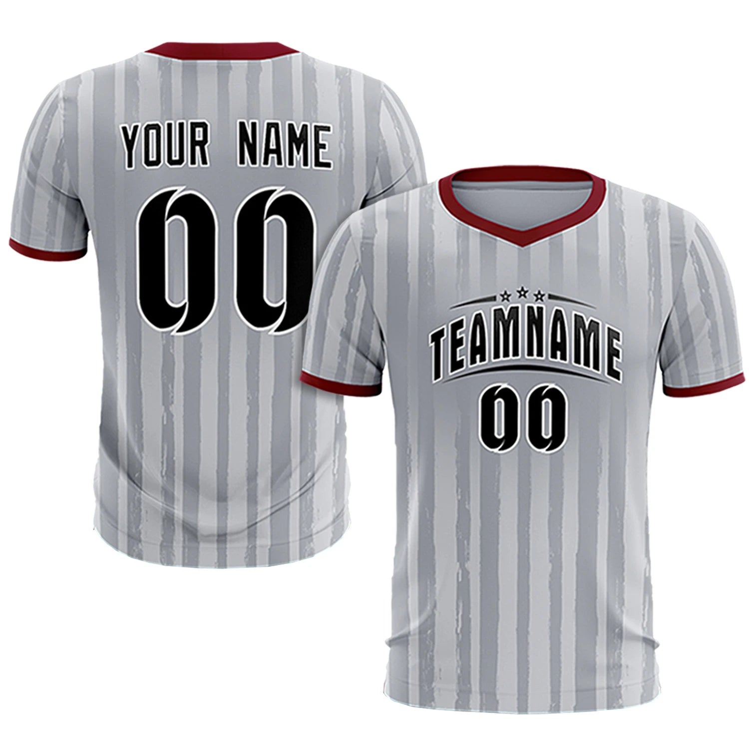 Custom Gray Crimson Breathable Soccer Sets Jersey