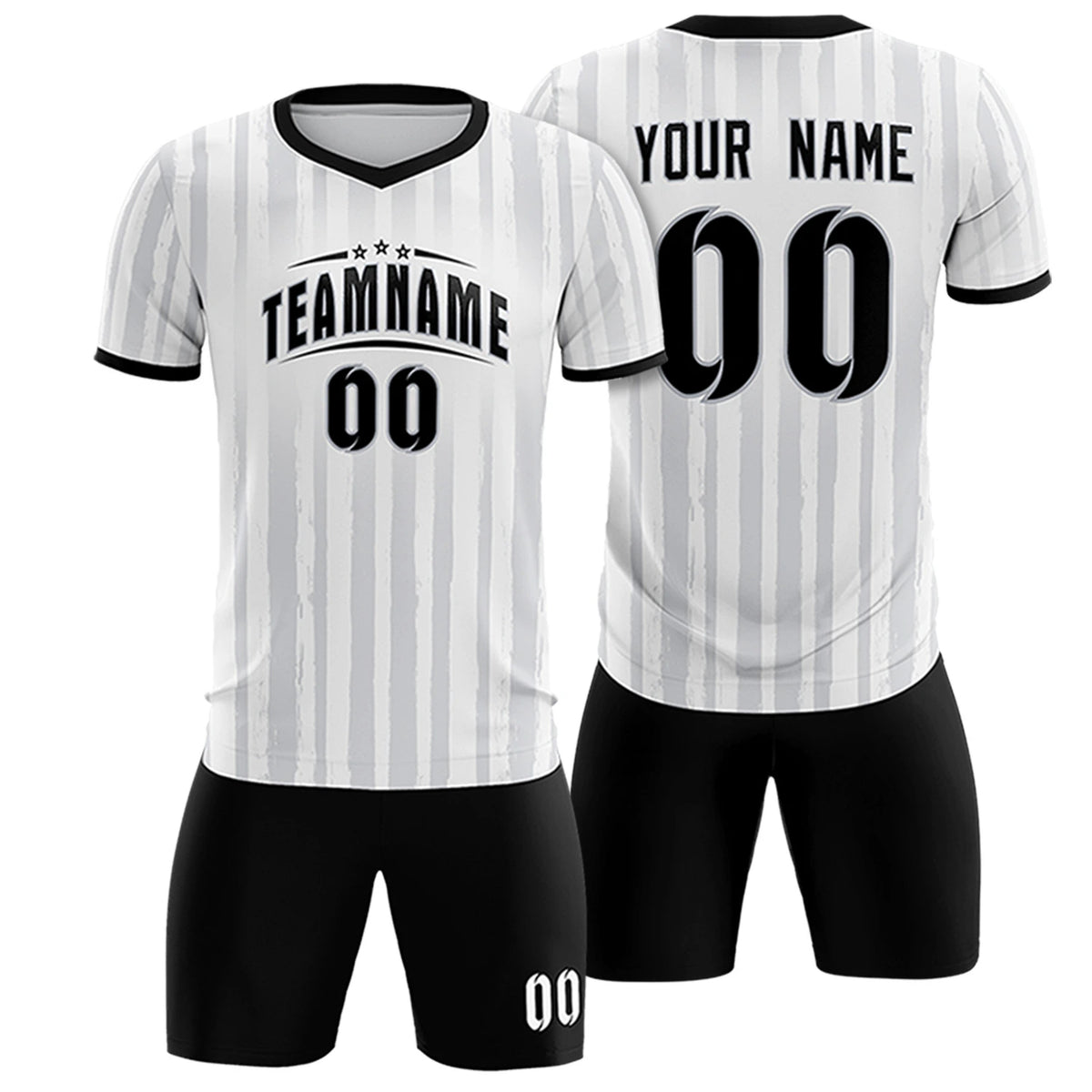 Custom White Black Breathable Soccer Sets Jersey