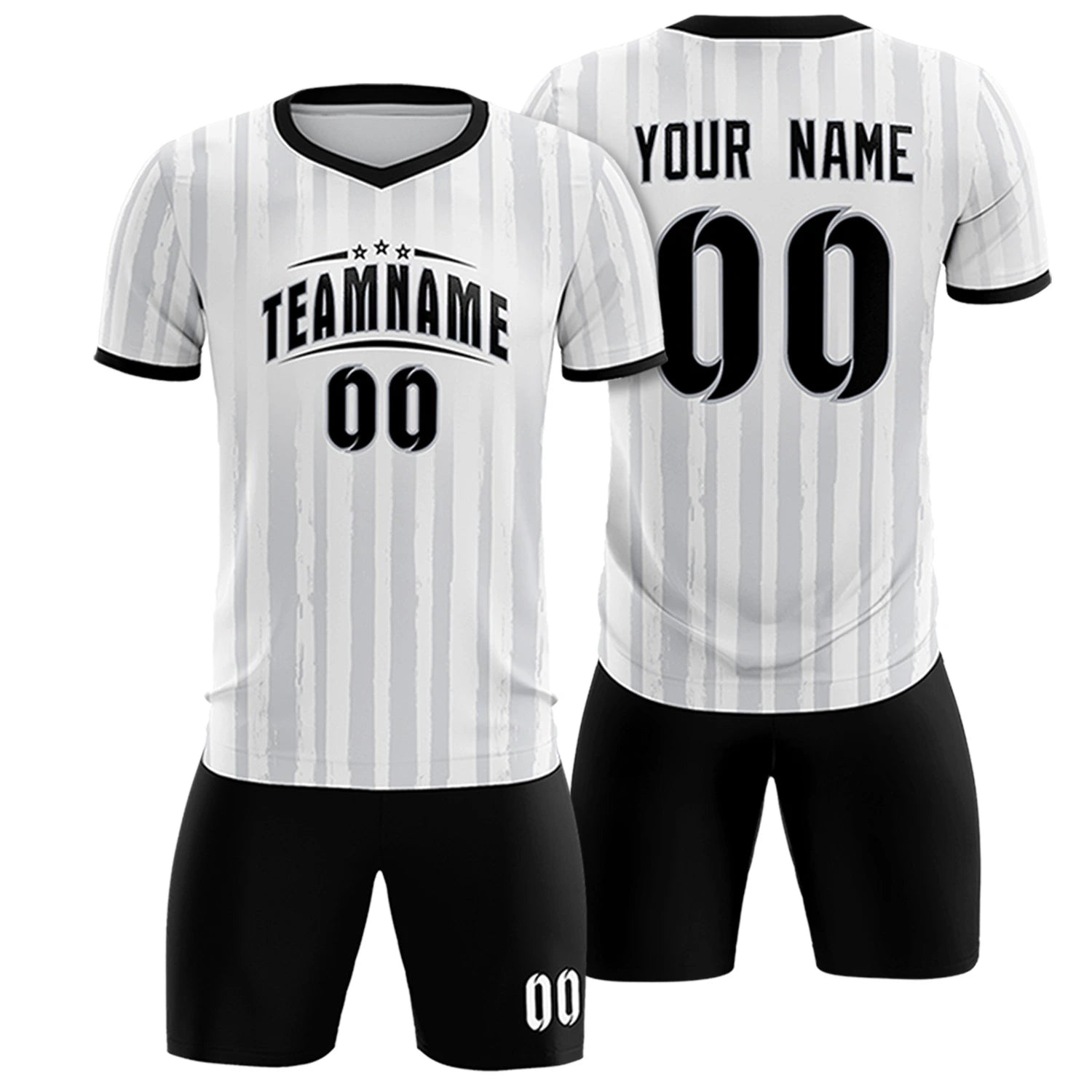 Custom White Black Breathable Soccer Sets Jersey