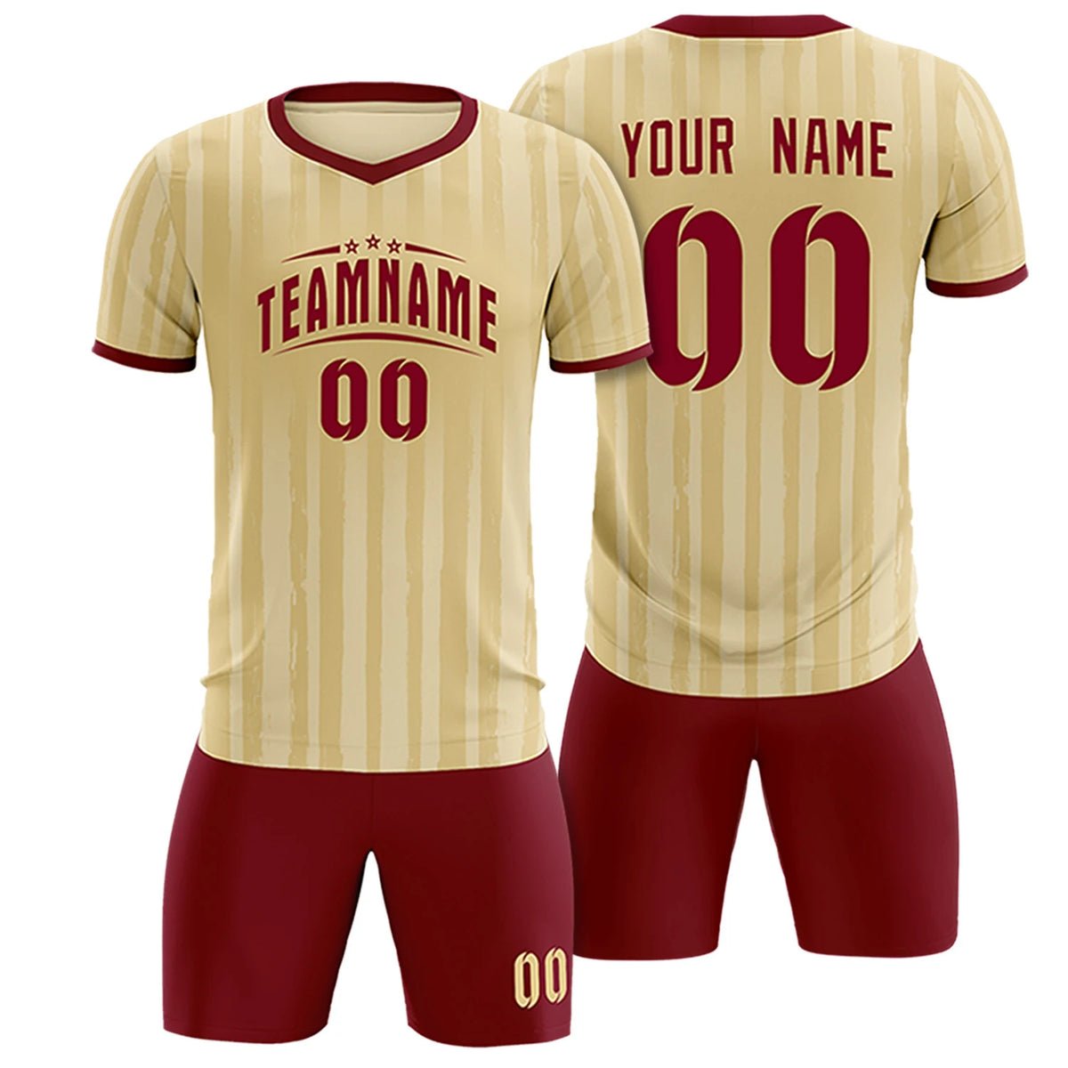 Custom Khaki Crimson Breathable Soccer Sets Jersey