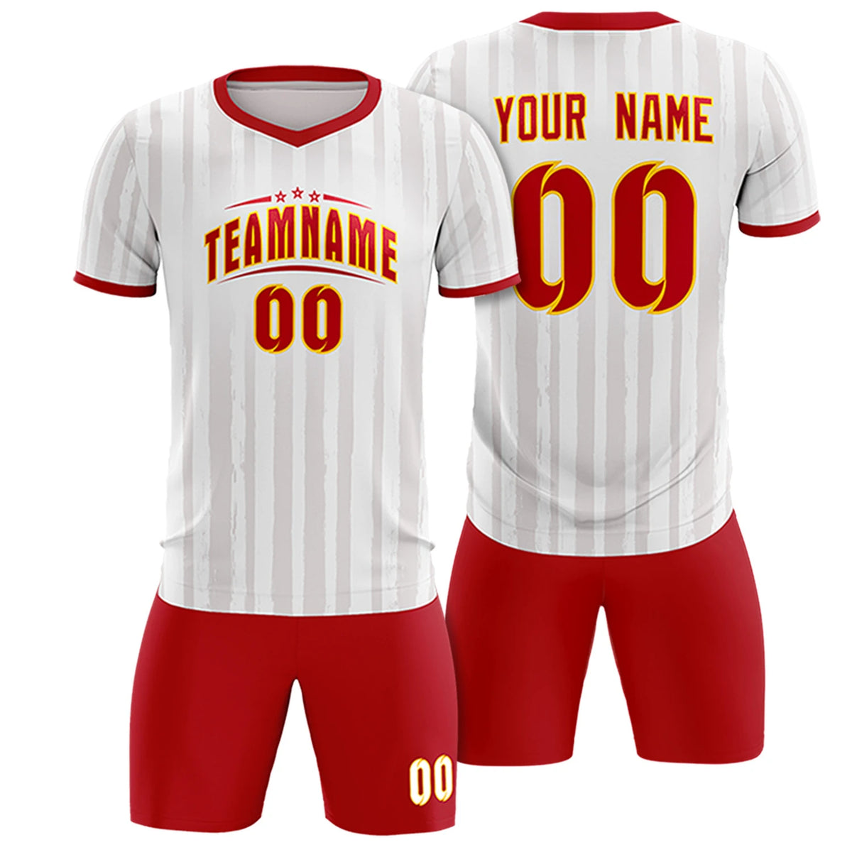Custom White Red Breathable Soccer Sets Jersey