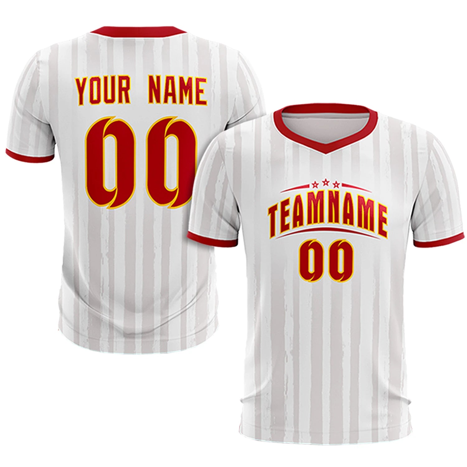 Custom White Red Breathable Soccer Sets Jersey