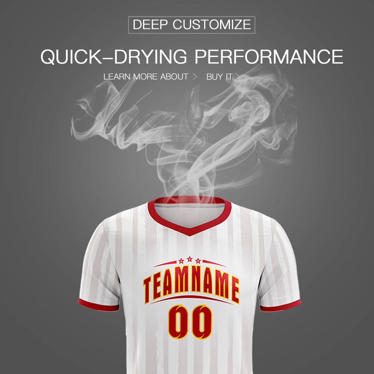 Custom White Red Breathable Soccer Sets Jersey
