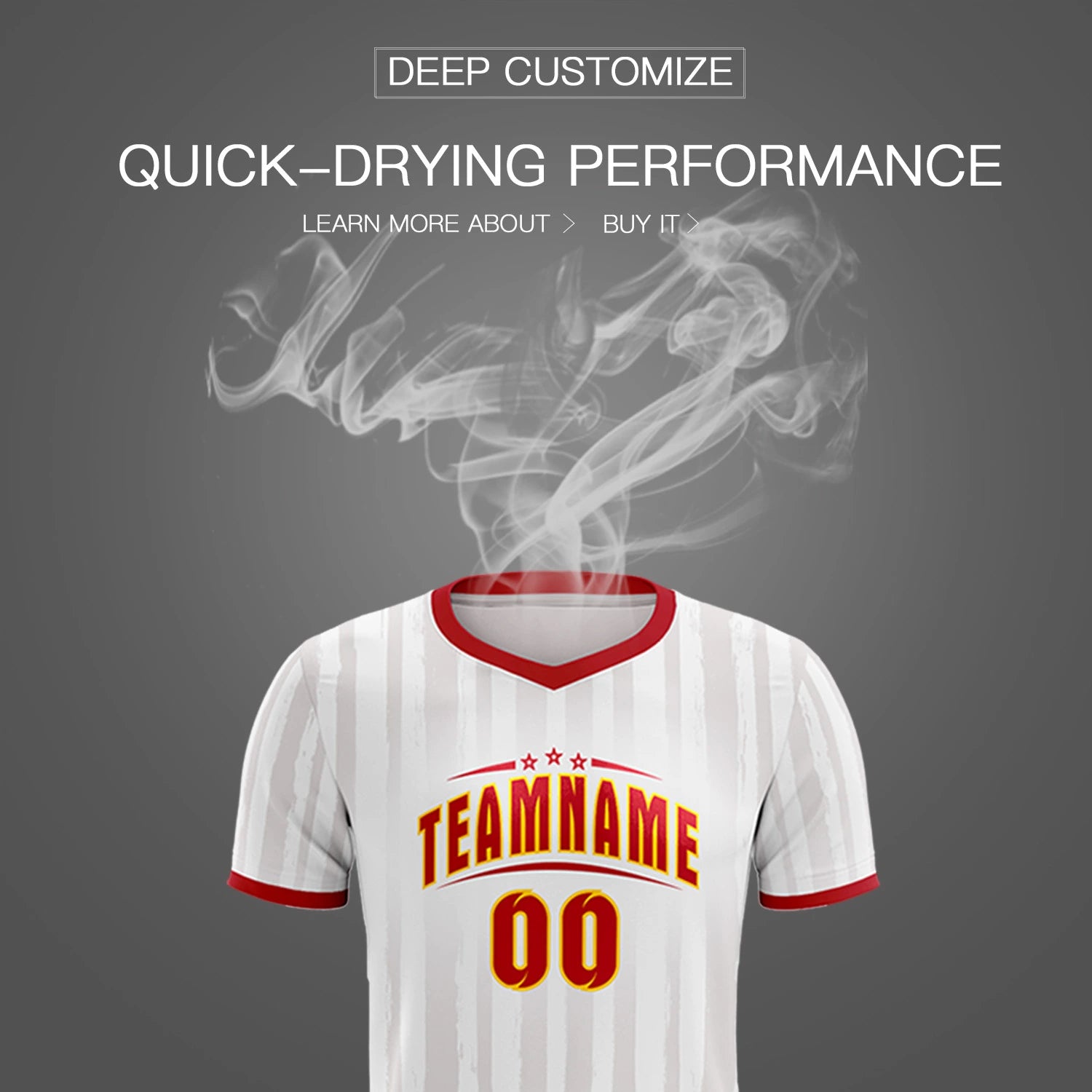 Custom White Red Breathable Soccer Sets Jersey