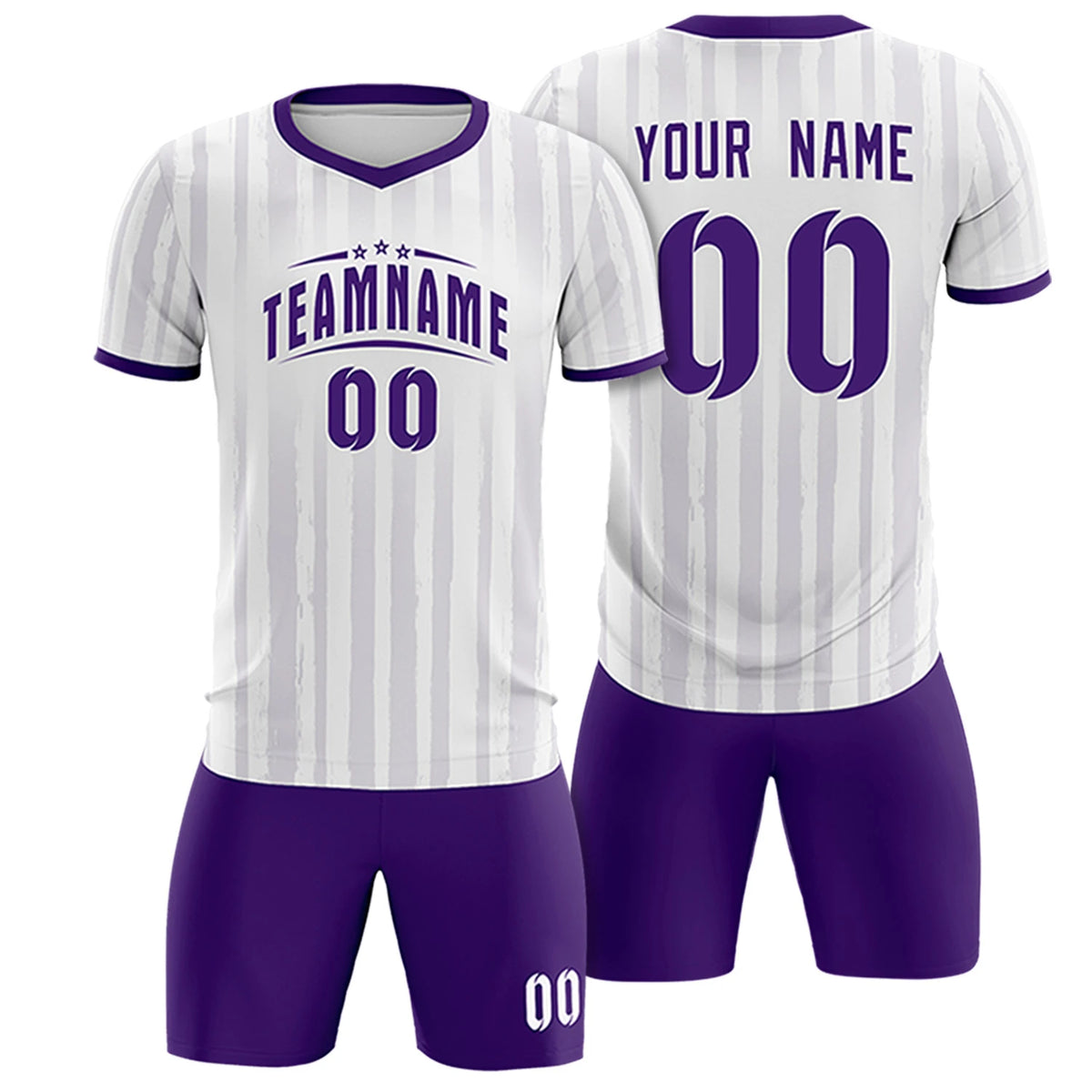 Custom White Purple Breathable Soccer Sets Jersey