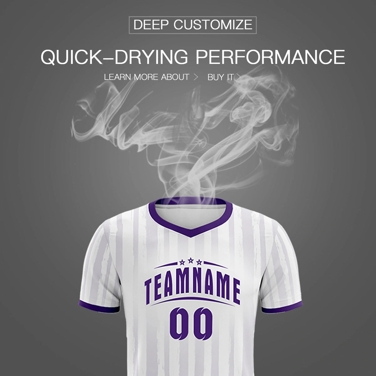 Custom White Purple Breathable Soccer Sets Jersey