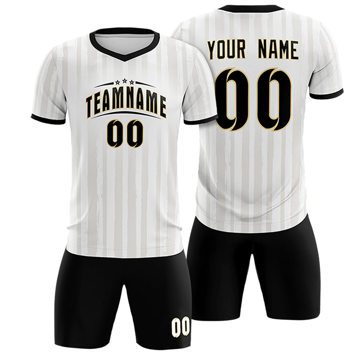 Custom White Black Breathable Soccer Sets Jersey