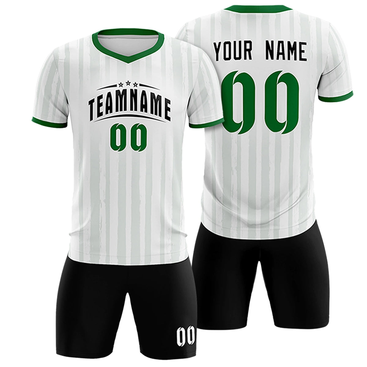 Custom White Kelly Green Breathable Soccer Sets Jersey