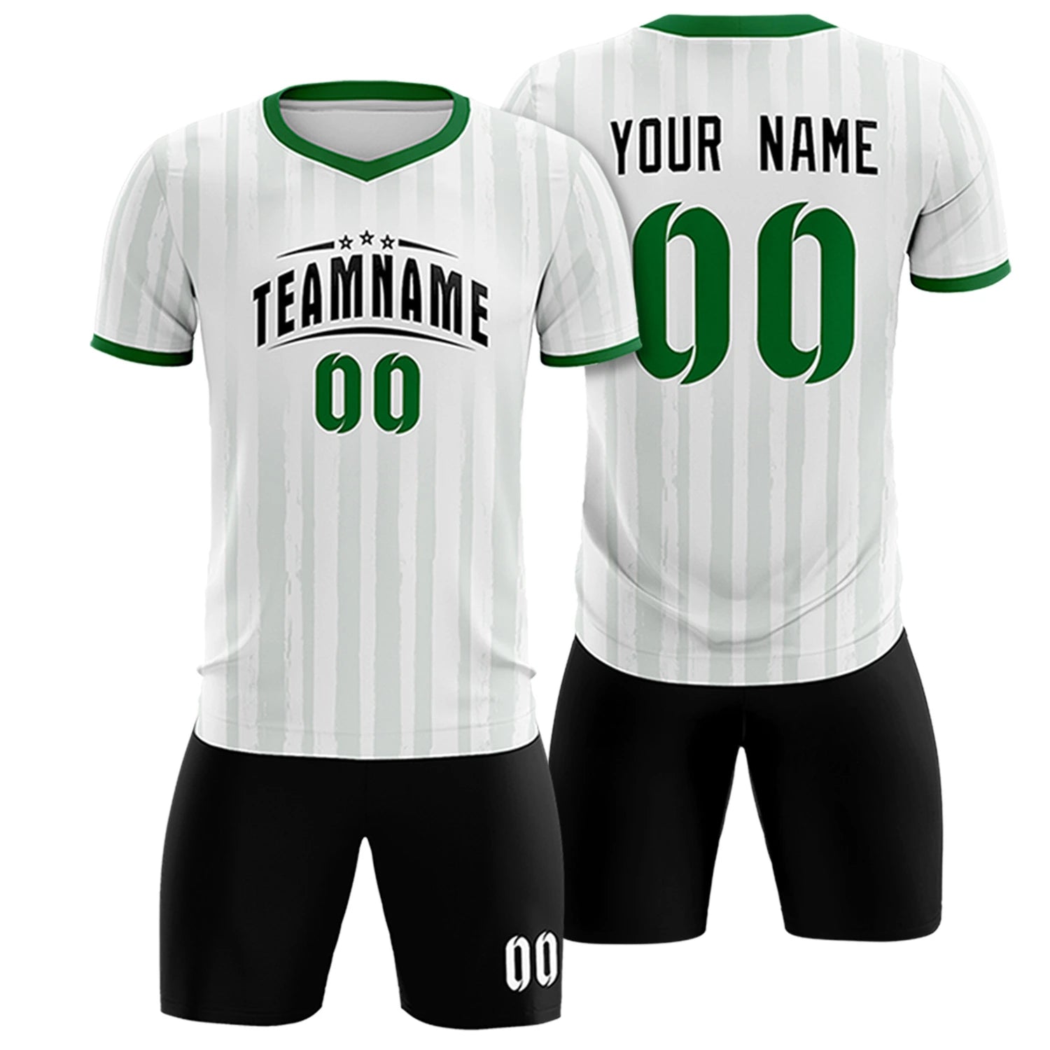 Custom White Kelly Green Breathable Soccer Sets Jersey