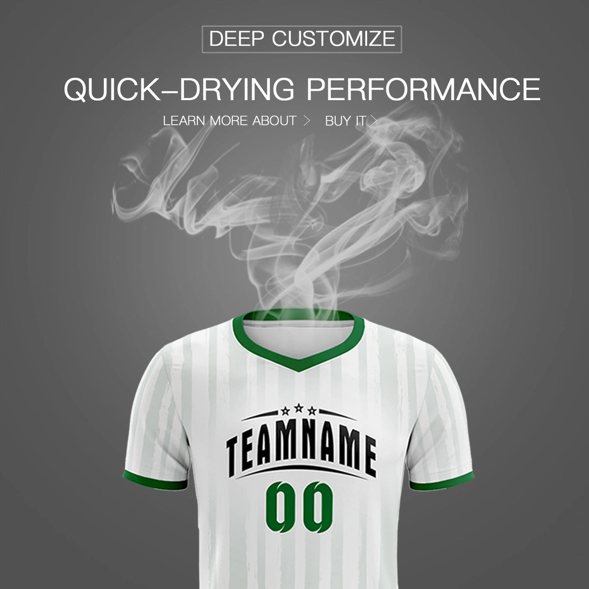 Custom White Kelly Green Breathable Soccer Sets Jersey