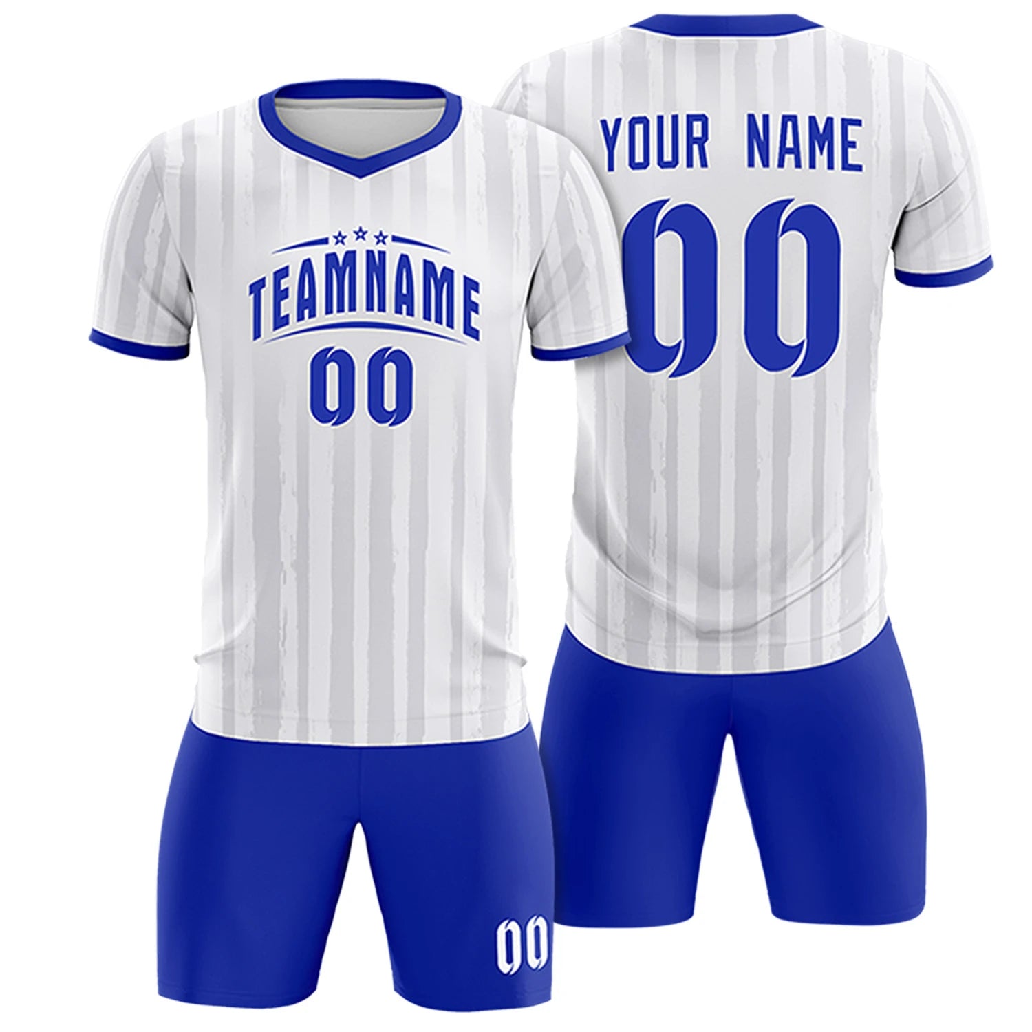 Custom White Royal Blue Breathable Soccer Sets Jersey