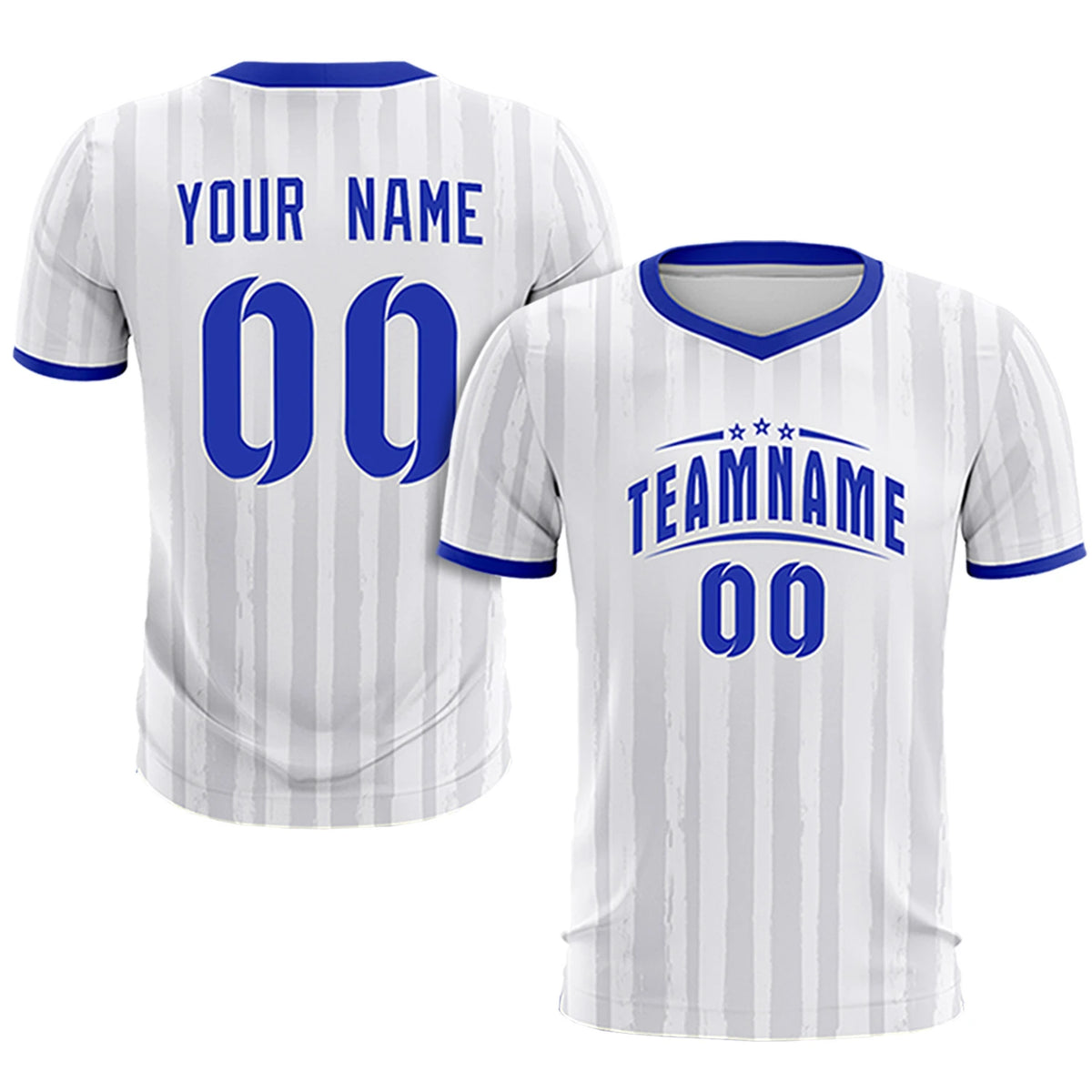 Custom White Royal Blue Breathable Soccer Sets Jersey