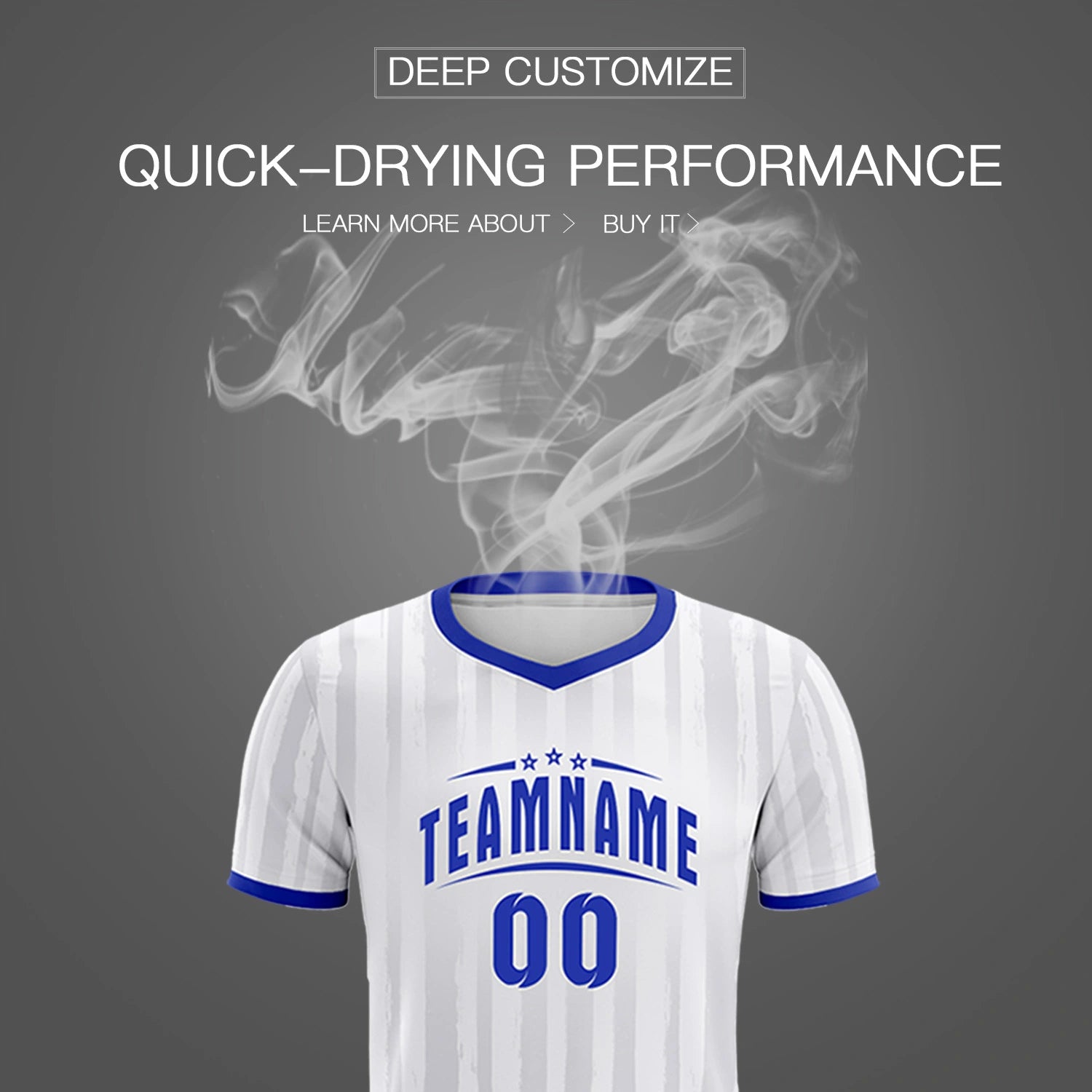 Custom White Royal Blue Breathable Soccer Sets Jersey