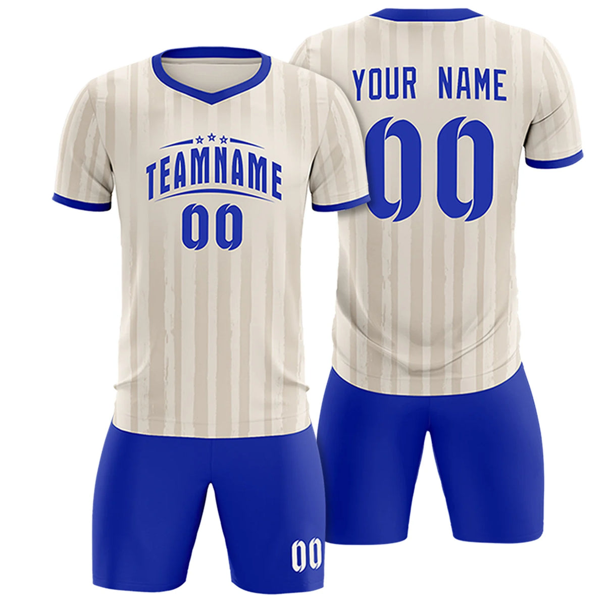 Custom Khaki Royal Blue Breathable Soccer Sets Jersey