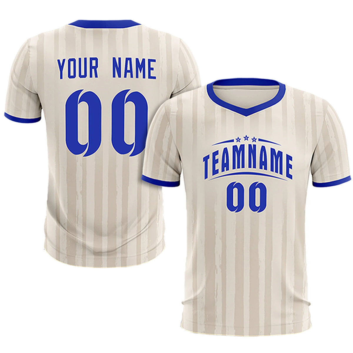 Custom Khaki Royal Blue Breathable Soccer Sets Jersey