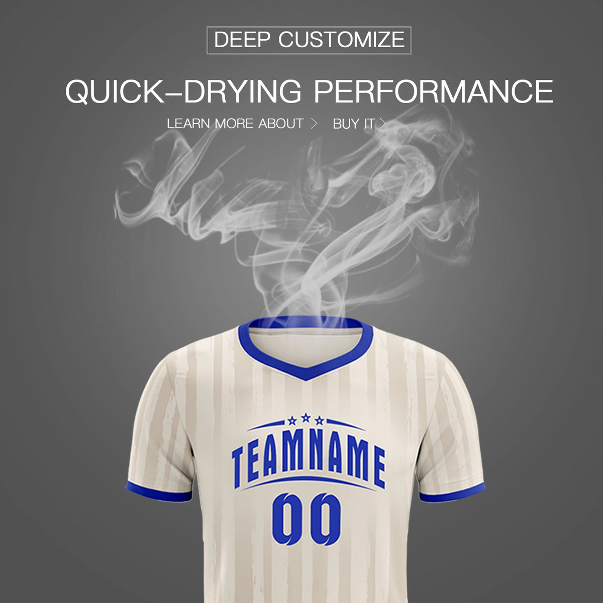 Custom Khaki Royal Blue Breathable Soccer Sets Jersey