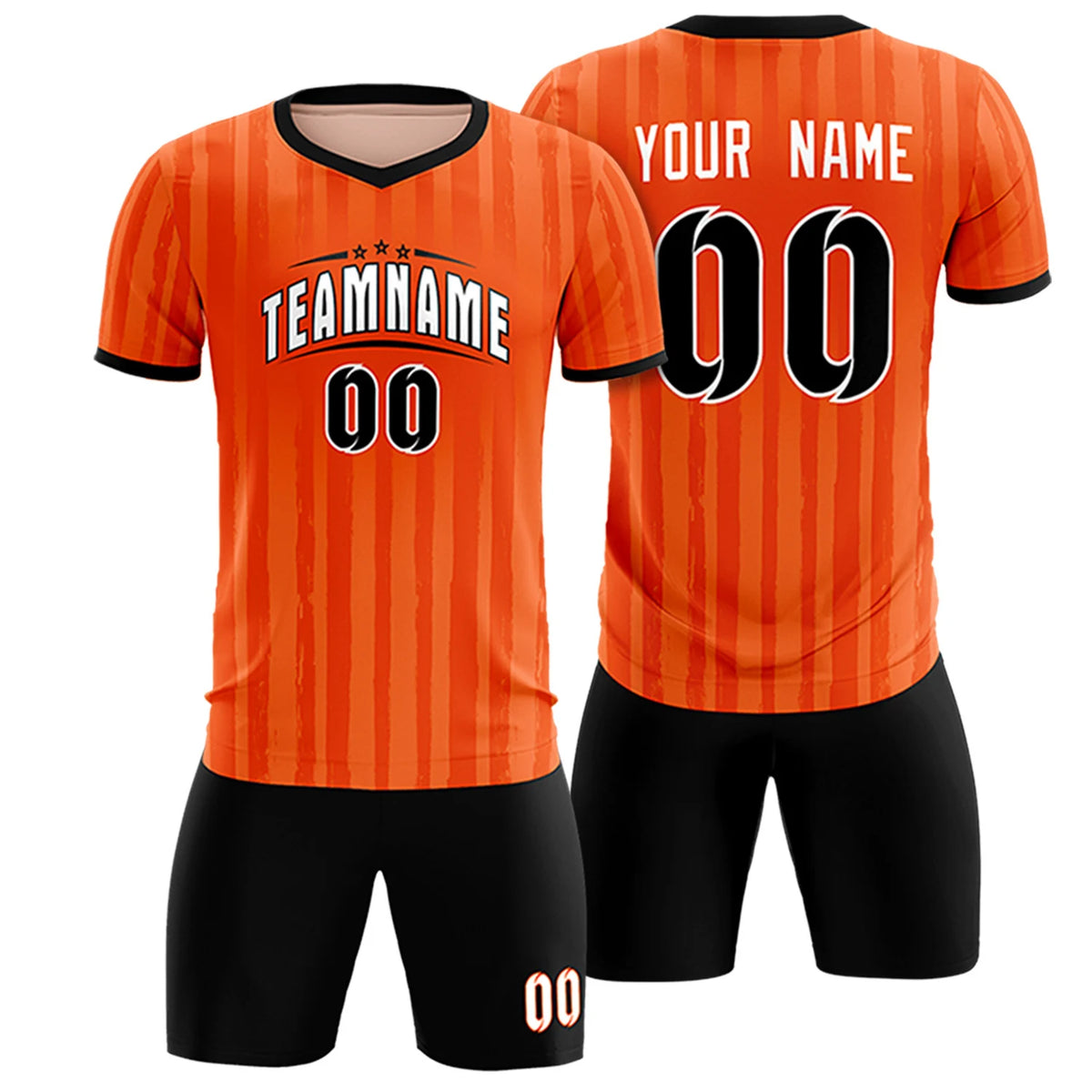 Custom Orange Black Breathable Soccer Sets Jersey
