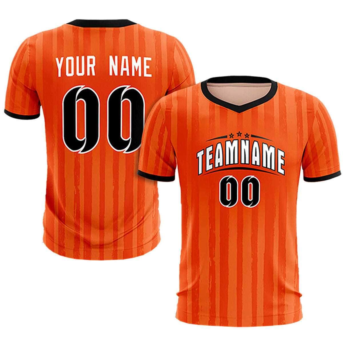 Custom Orange Black Breathable Soccer Sets Jersey