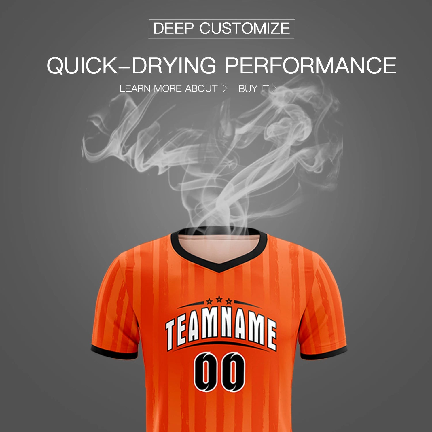 Custom Orange Black Breathable Soccer Sets Jersey