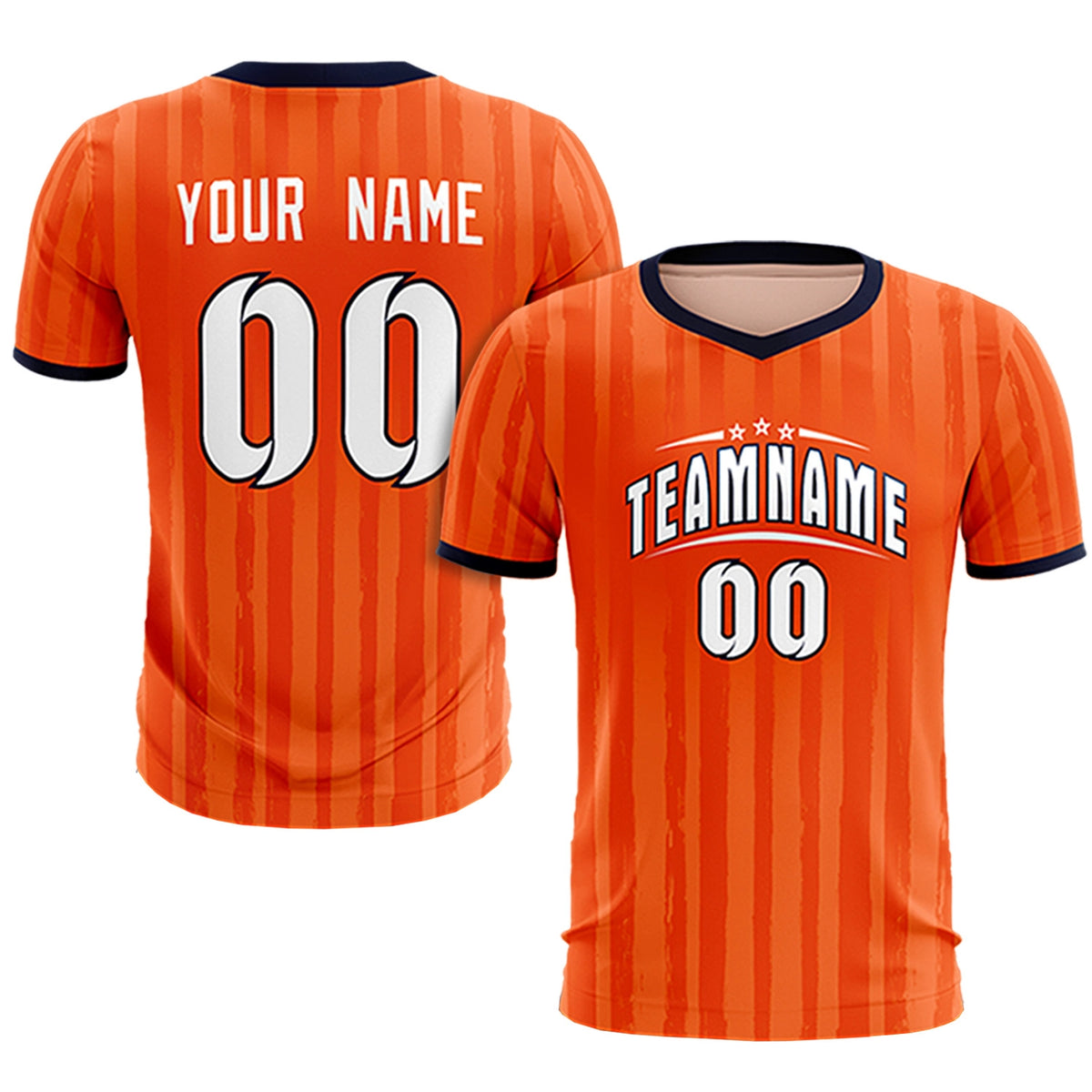 Custom Orange Navy Breathable Soccer Sets Jersey