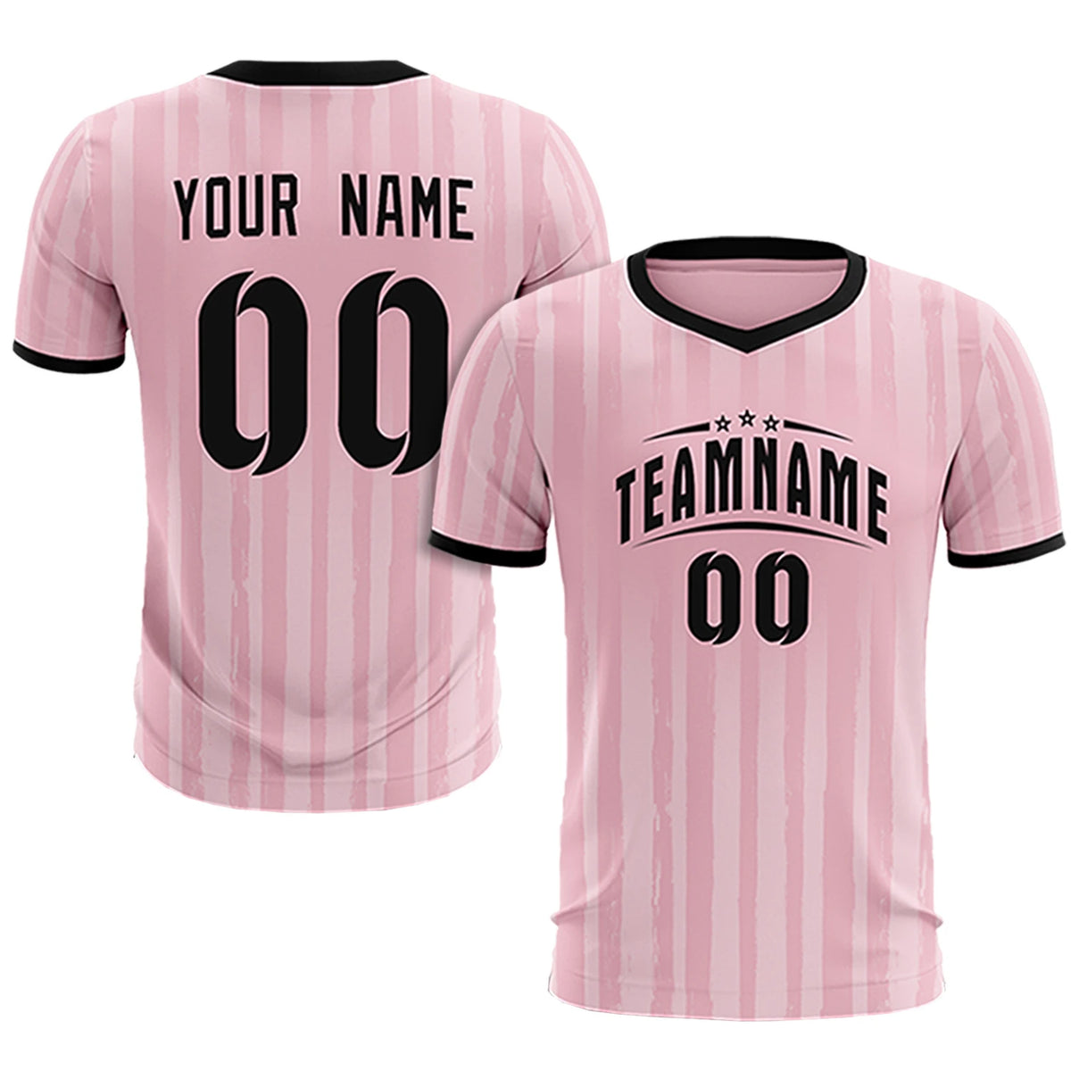 Custom Light Pink Black Breathable Soccer Sets Jersey