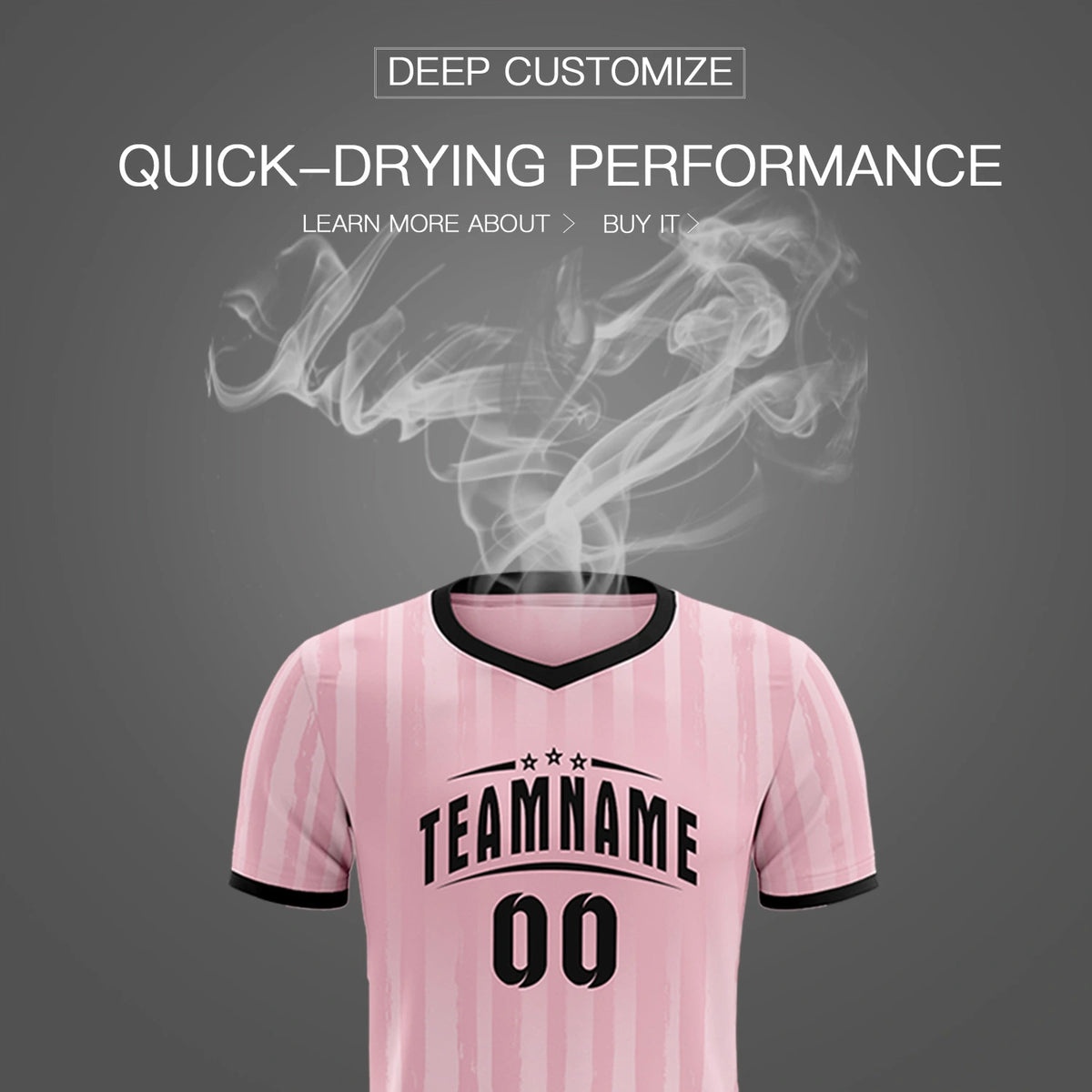 Custom Light Pink Black Breathable Soccer Sets Jersey
