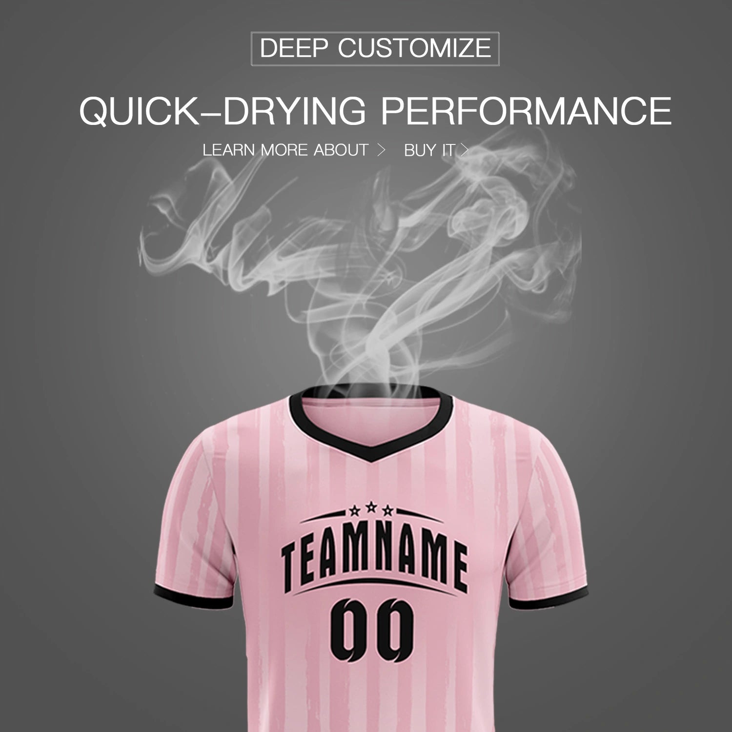 Custom Light Pink Black Breathable Soccer Sets Jersey
