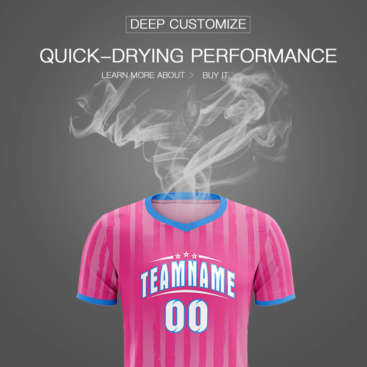 Custom Pink Powder Blue Breathable Soccer Sets Jersey