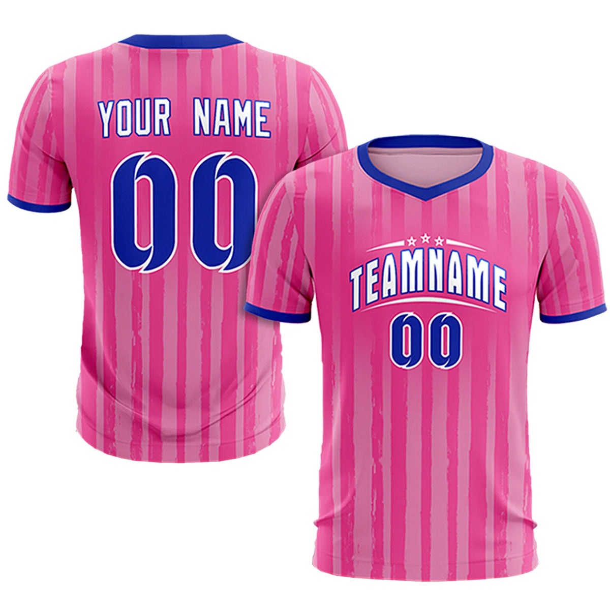 Custom Pink Royal Blue Breathable Soccer Sets Jersey