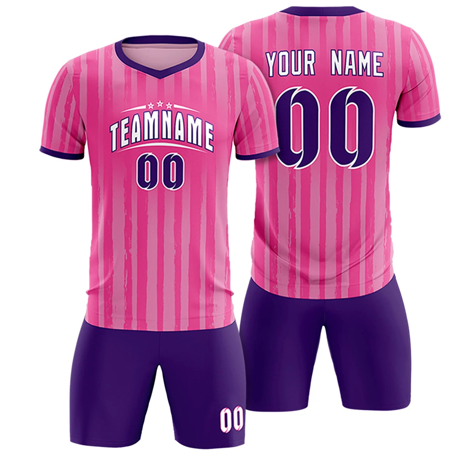 Custom Pink Purple Breathable Soccer Sets Jersey