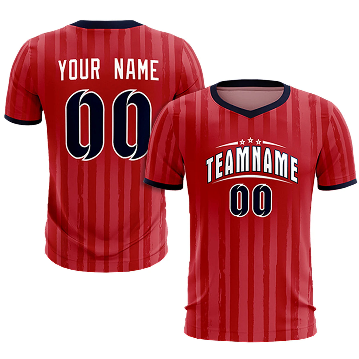 Custom Red Navy Breathable Soccer Sets Jersey