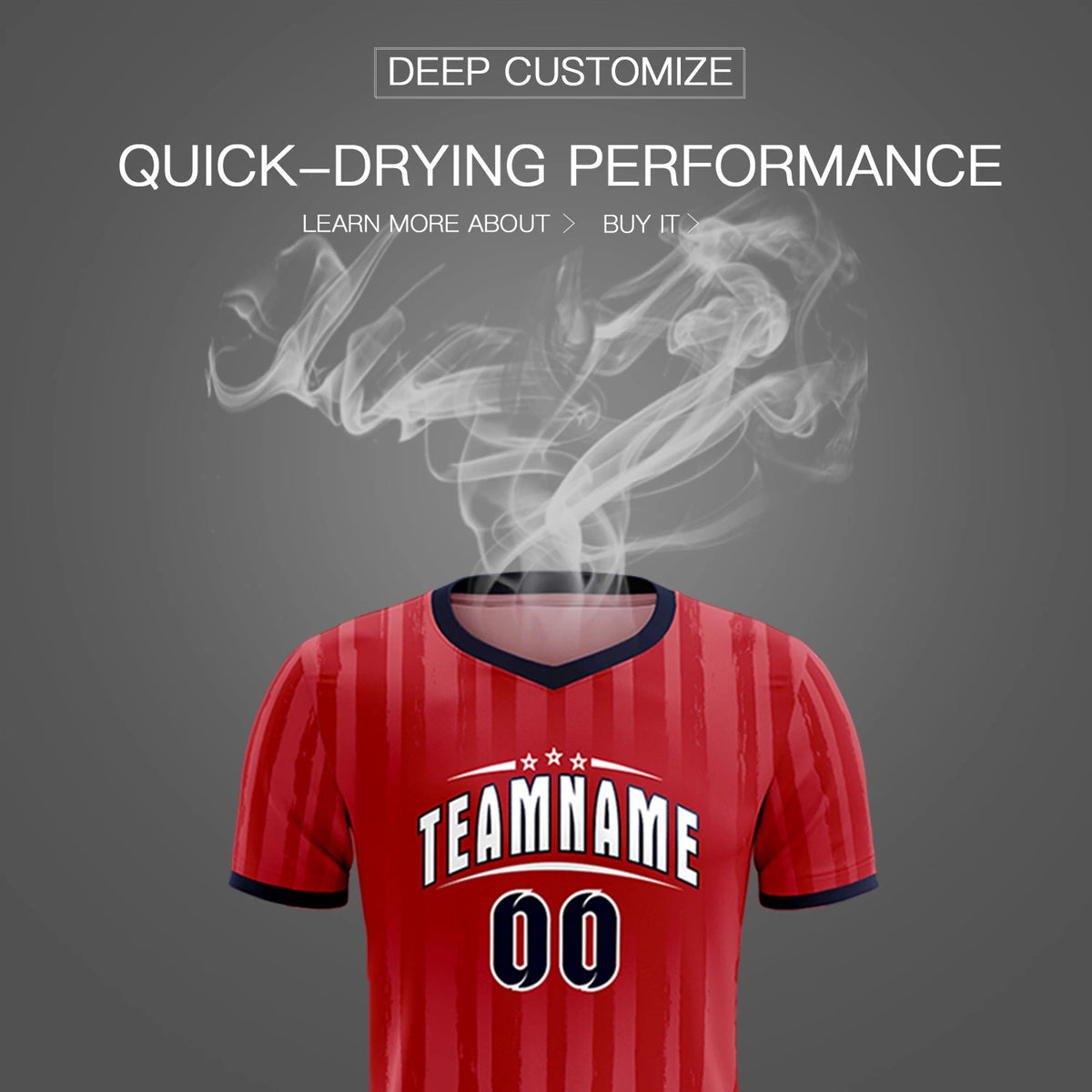 Custom Red Navy Breathable Soccer Sets Jersey