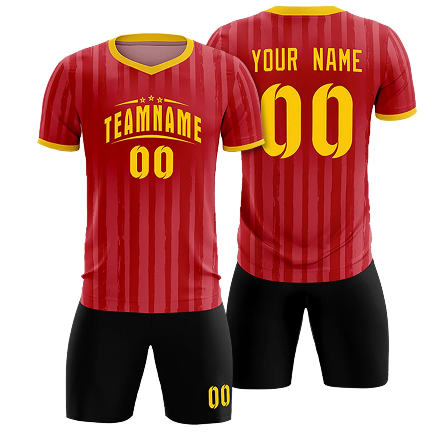 Custom Red Gold 01 Breathable Soccer Sets Jersey