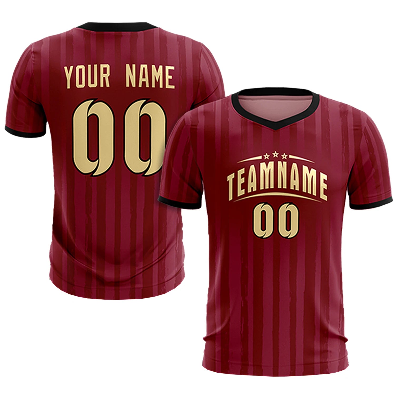 Custom Crimson Black Breathable Soccer Sets Jersey