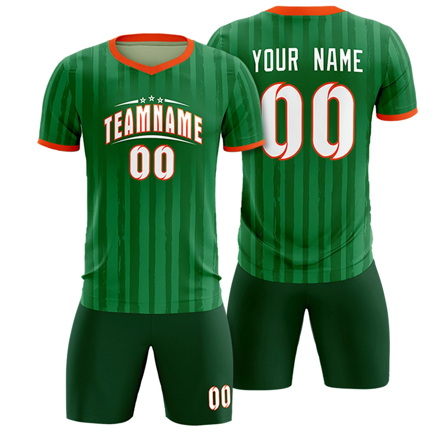 Custom Kelly Green Orange Breathable Soccer Sets Jersey