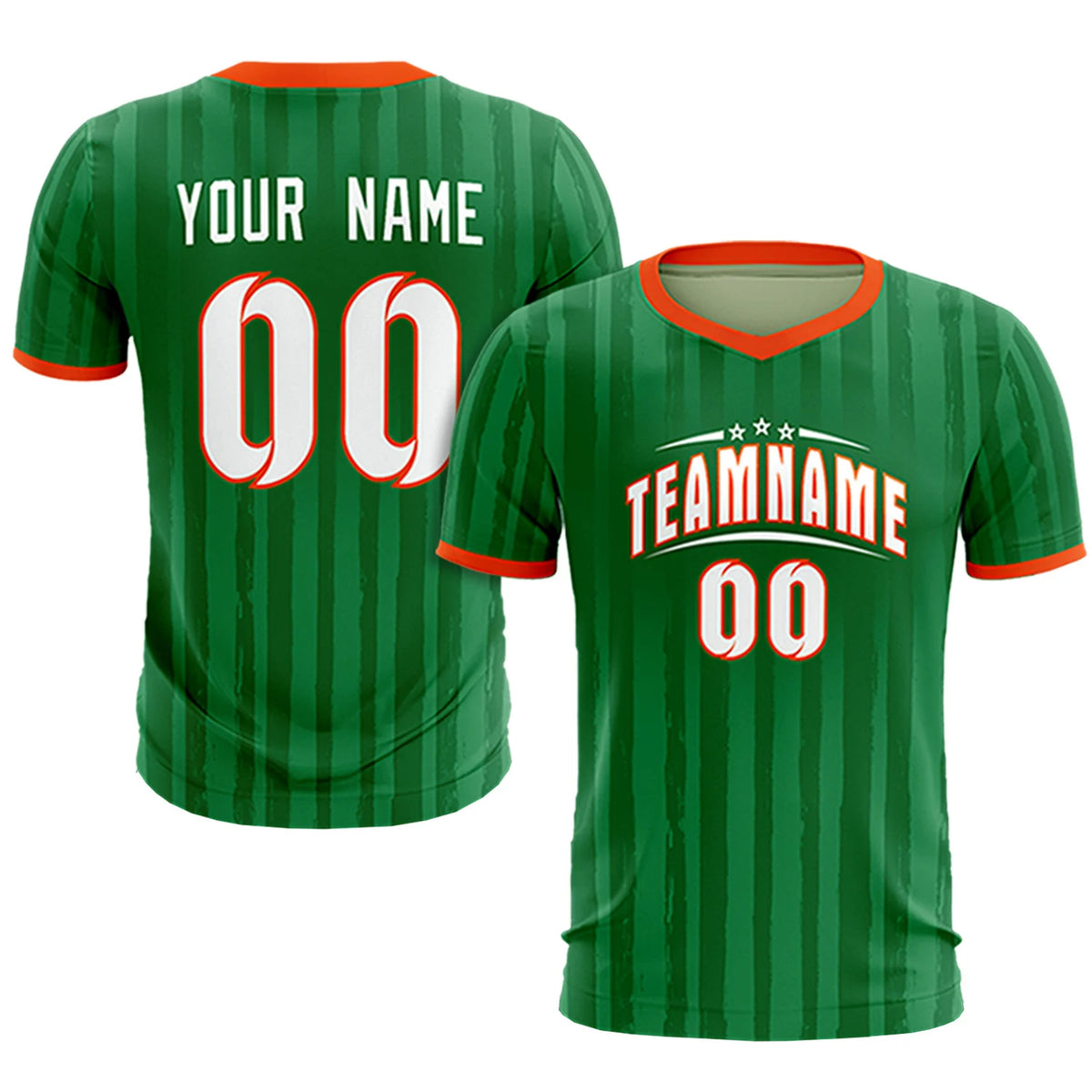 Custom Kelly Green Orange Breathable Soccer Sets Jersey