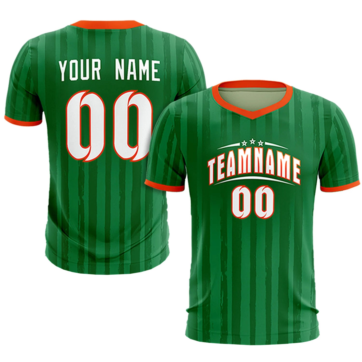 Custom Kelly Green Orange Breathable Soccer Sets Jersey
