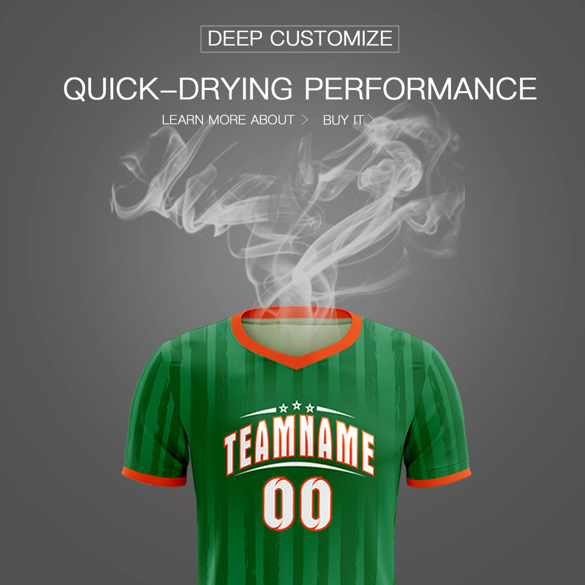 Custom Kelly Green Orange Breathable Soccer Sets Jersey