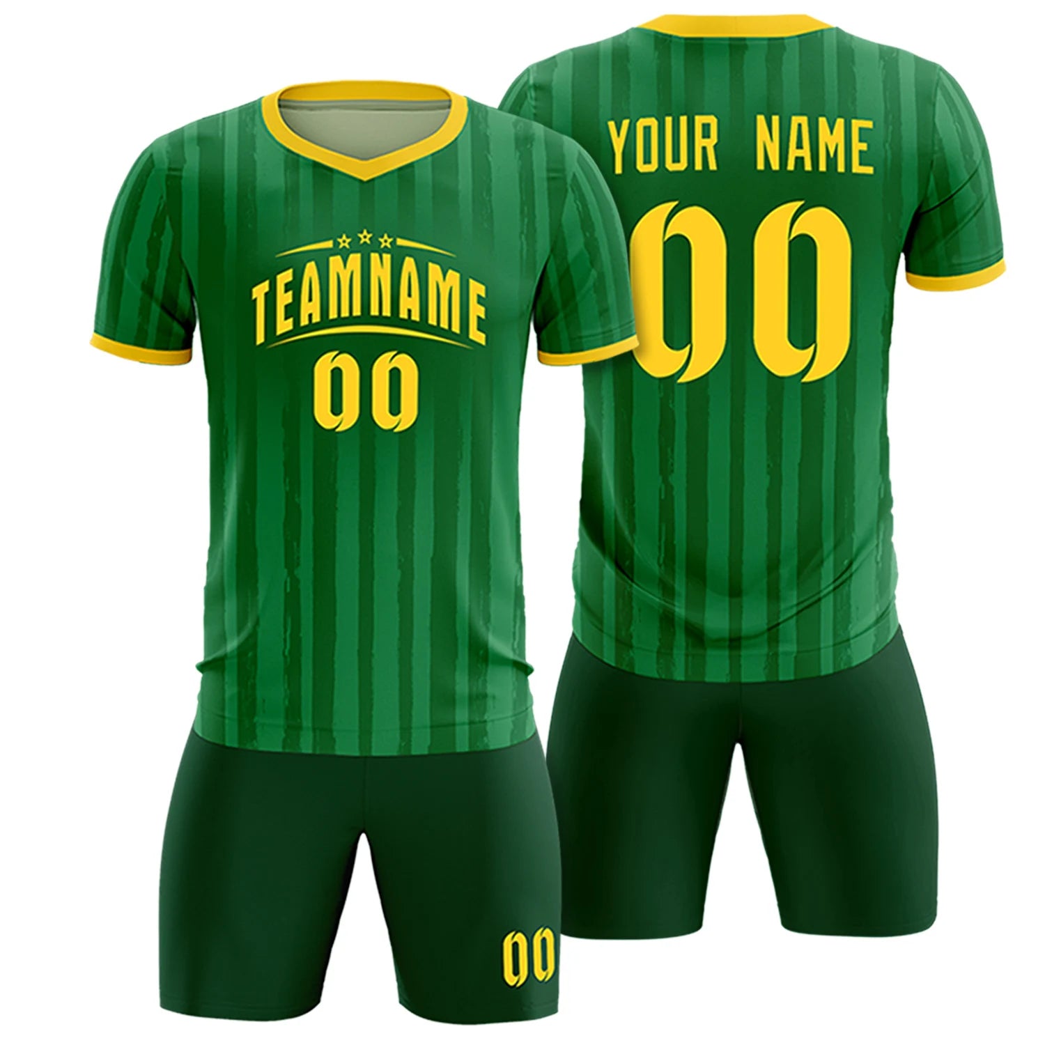 Custom Kelly Green Gold 01 Breathable Soccer Sets Jersey