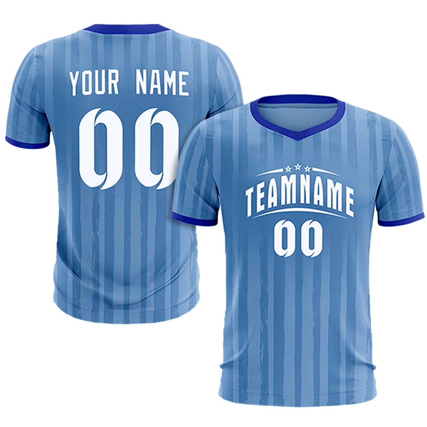 Custom Light Blue Royal Blue Breathable Soccer Sets Jersey