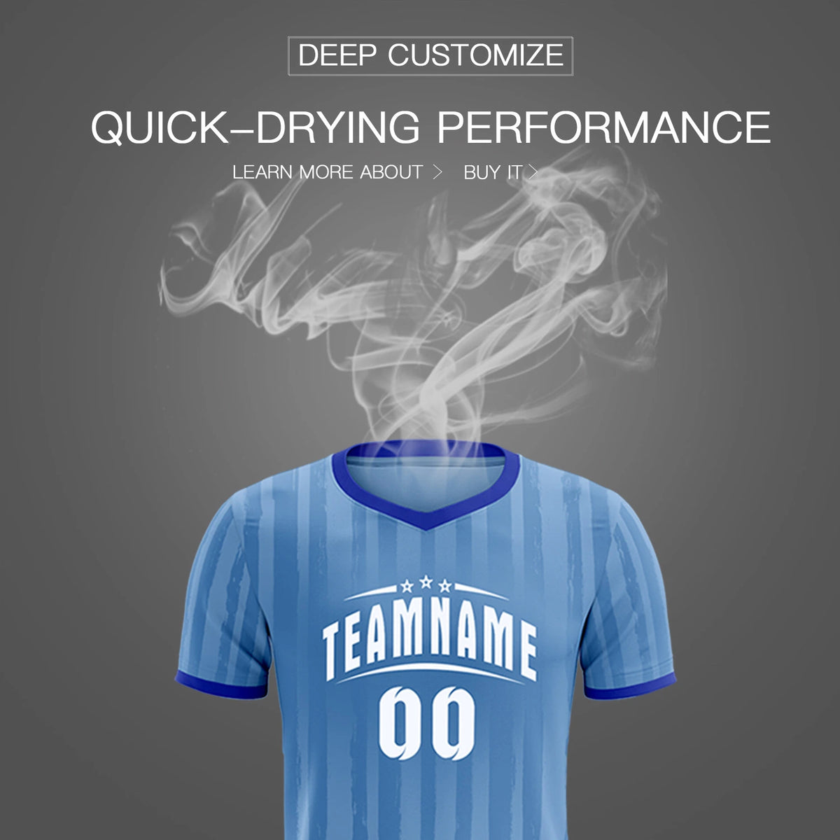 Custom Light Blue Royal Blue Breathable Soccer Sets Jersey