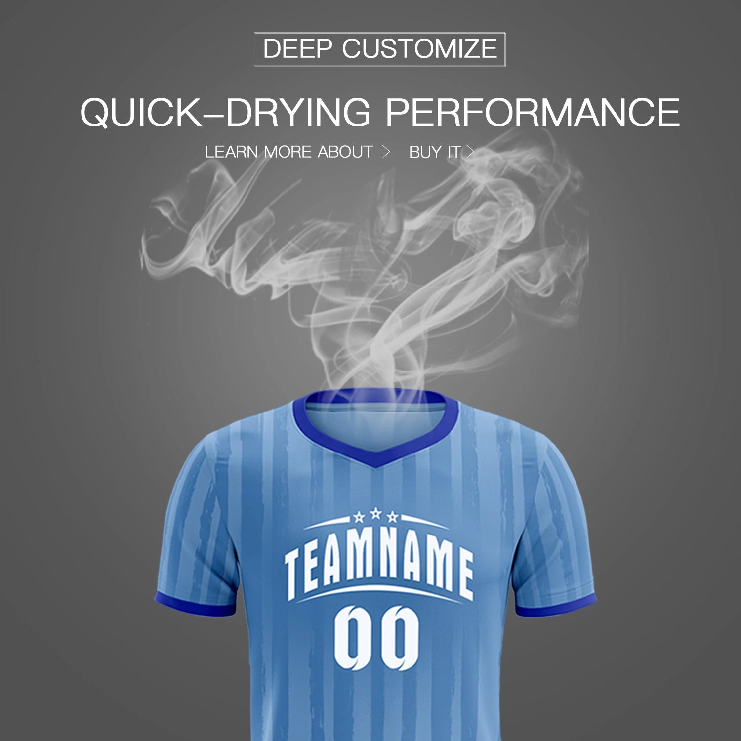 Custom Light Blue Royal Blue Breathable Soccer Sets Jersey