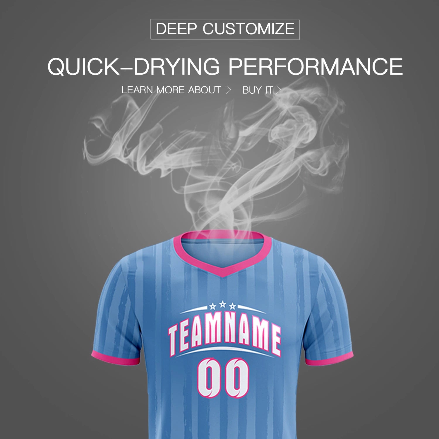 Custom Light Blue Pink Breathable Soccer Sets Jersey