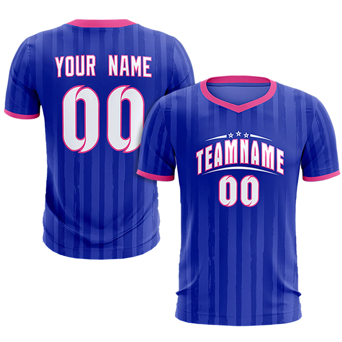 Custom Royal Blue Pink Breathable Soccer Sets Jersey