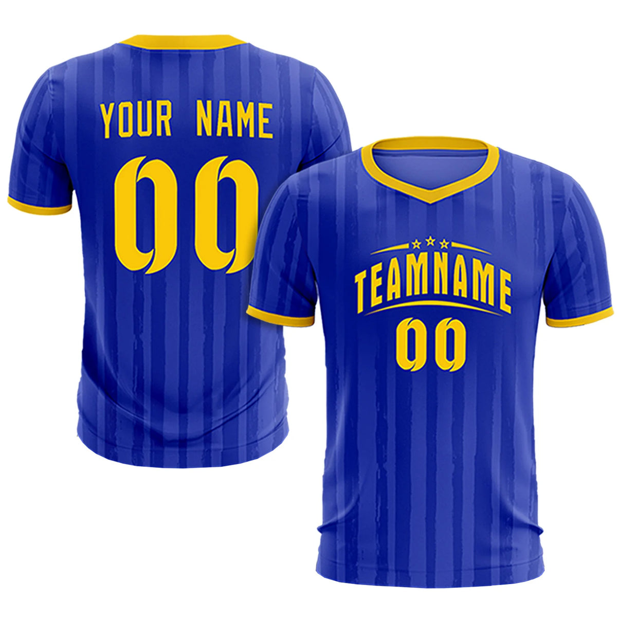 Custom Royal Blue Gold 01 Breathable Soccer Sets Jersey