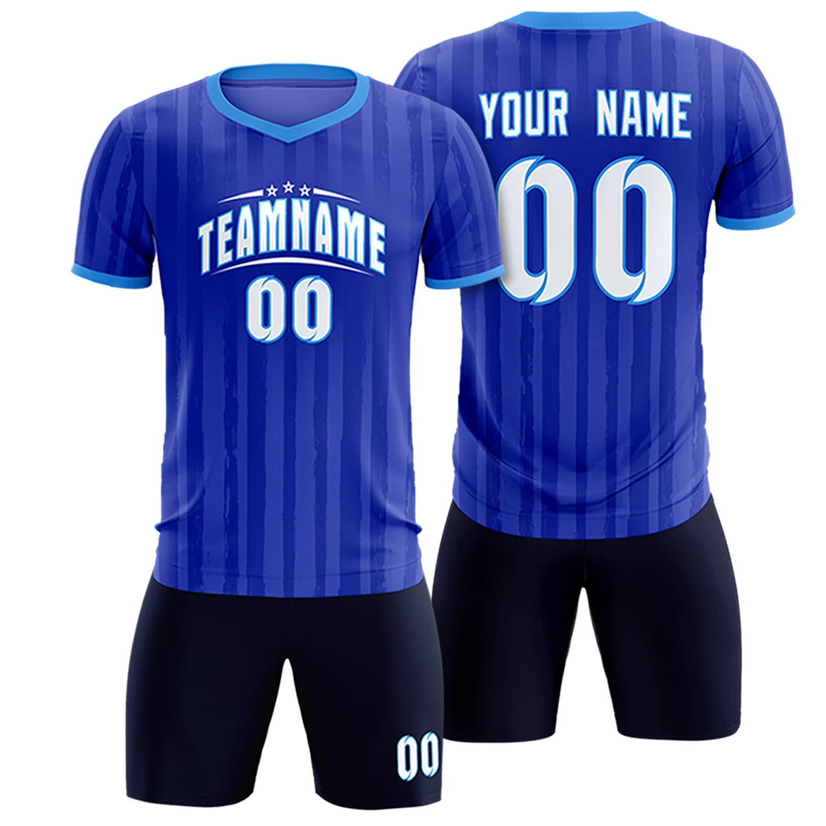Custom Royal Blue Powder Blue Breathable Soccer Sets Jersey