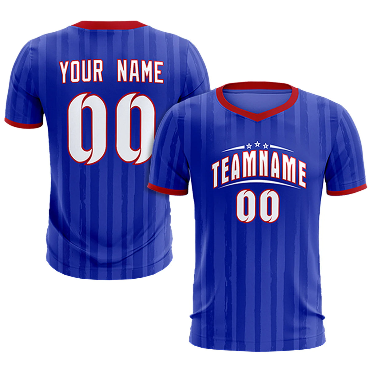 Custom Royal Blue Red Breathable Soccer Sets Jersey