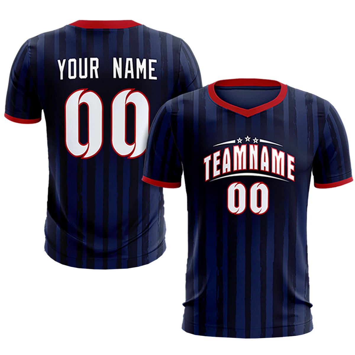 Custom Navy Red Breathable Soccer Sets Jersey