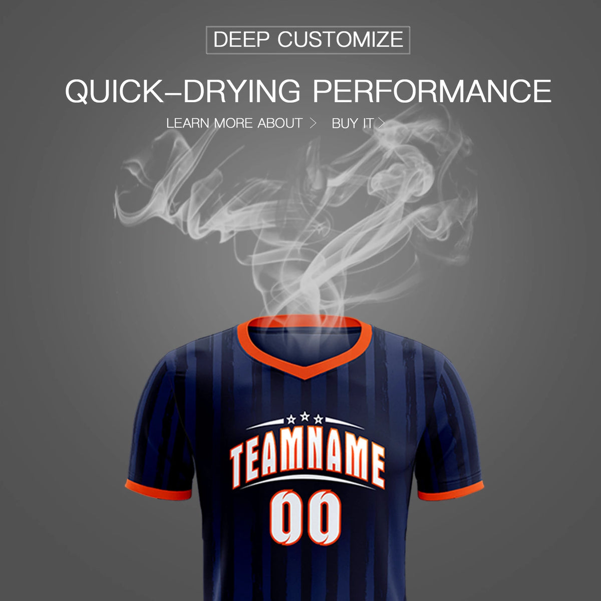 Custom Navy Orange Breathable Soccer Sets Jersey