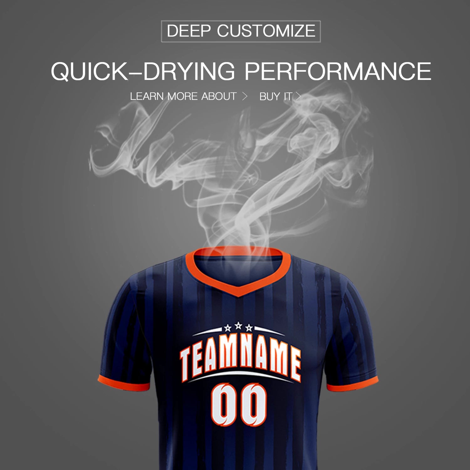Custom Navy Orange Breathable Soccer Sets Jersey